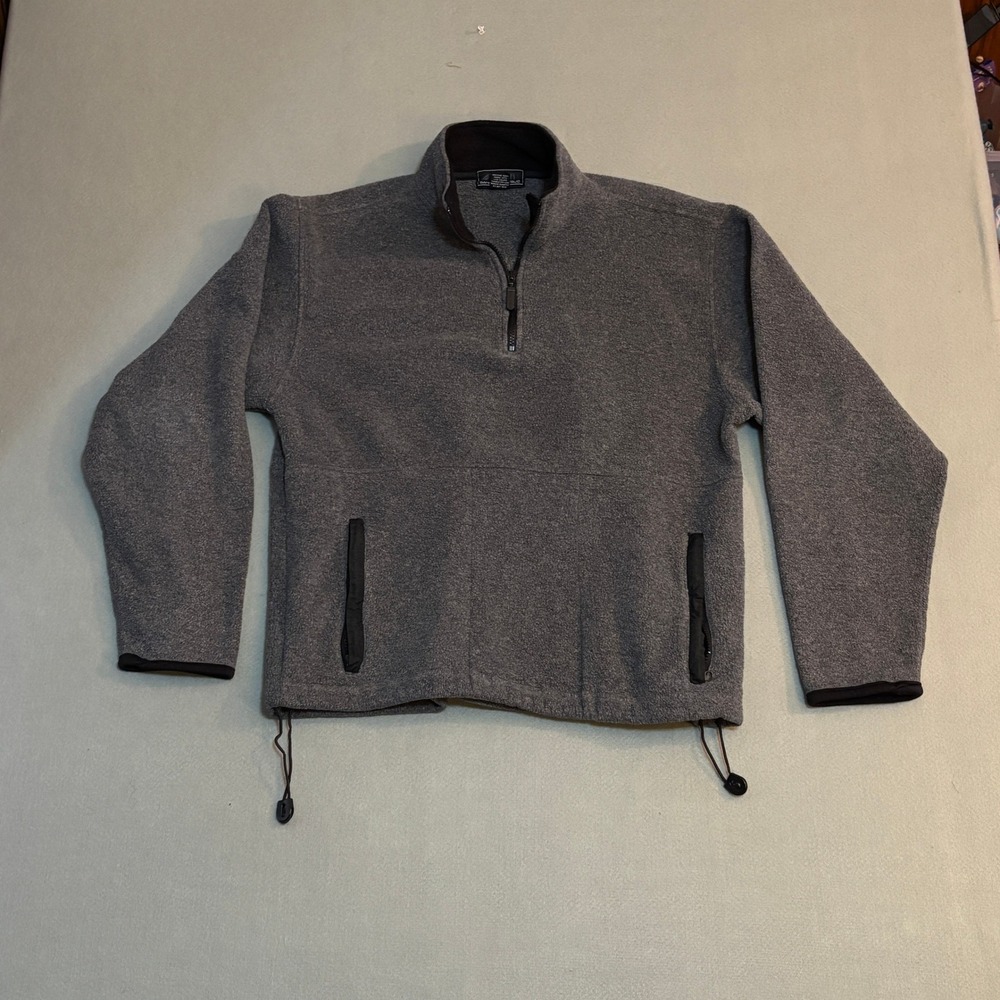 Banana Republic Mens XL Vintage Quarter Zip Fleece Pullover Charcoal Gray Jacket